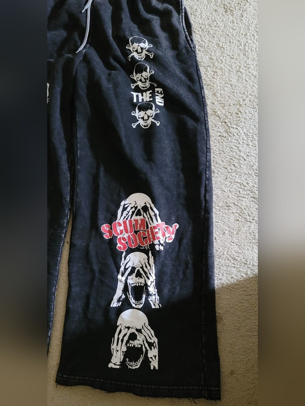Black Graphic Punk Baggy Loungepants NWT Sealed - Picture 4 of 6